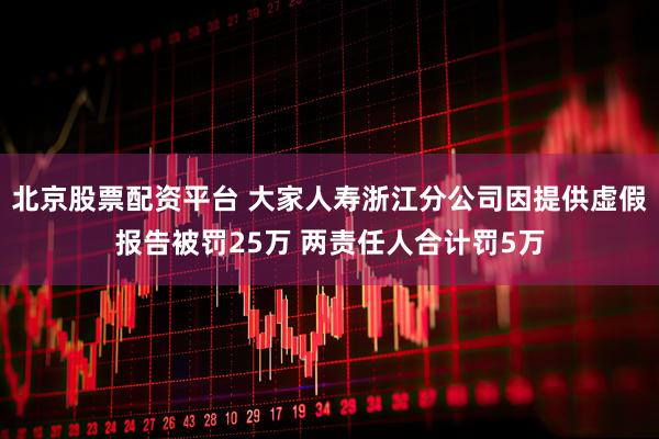 北京股票配资平台 大家人寿浙江分公司因提供虚假报告被罚25万 两责任人合计罚5万