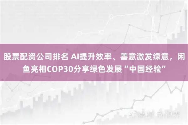 股票配资公司排名 AI提升效率、善意激发绿意，闲鱼亮相COP30分享绿色发展“中国经验”